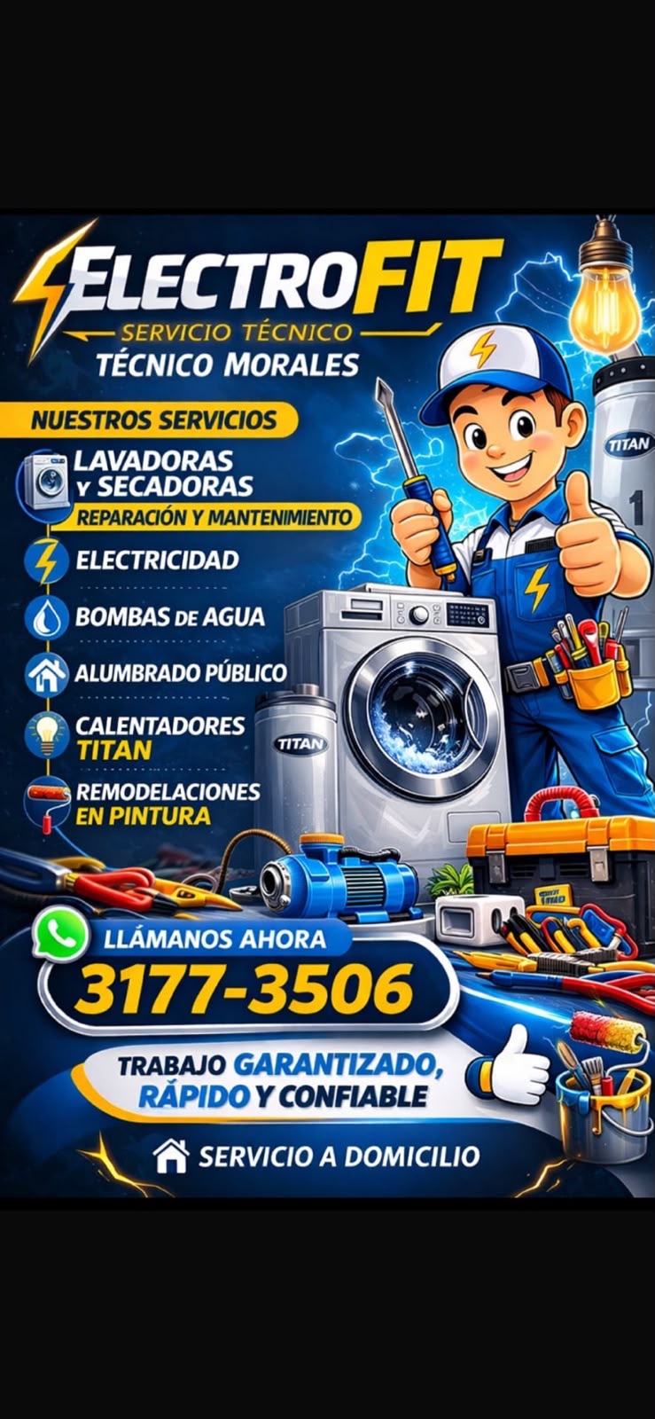 Tarjeta de presentación de ElectroFit - Técnico Morales